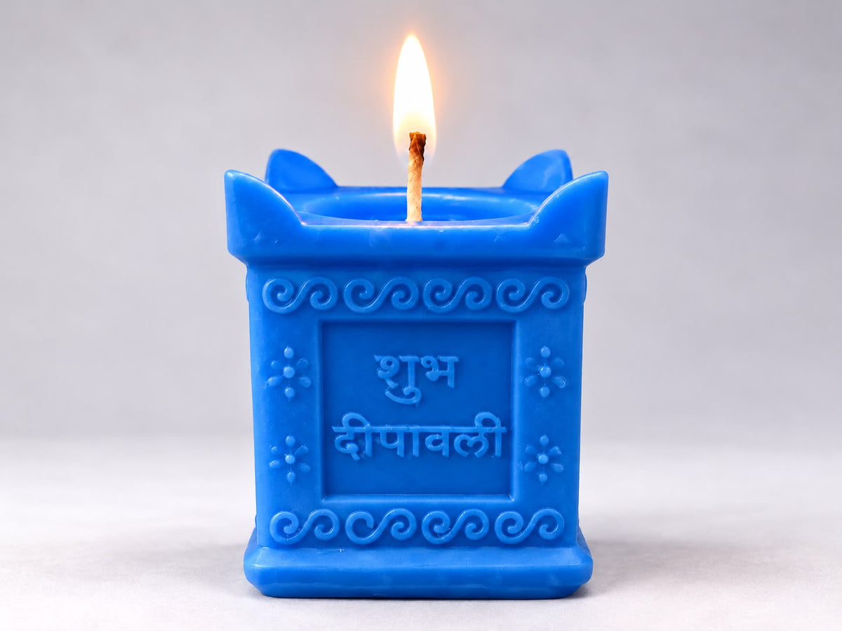 Shubh Diwali Candle - blue