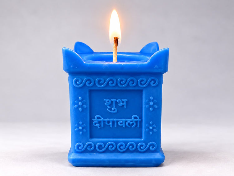Shubh Diwali Candle - blue