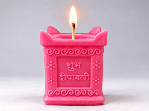 Shubh Diwali Candle - pink