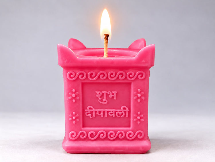 Shubh Diwali Candle - pink