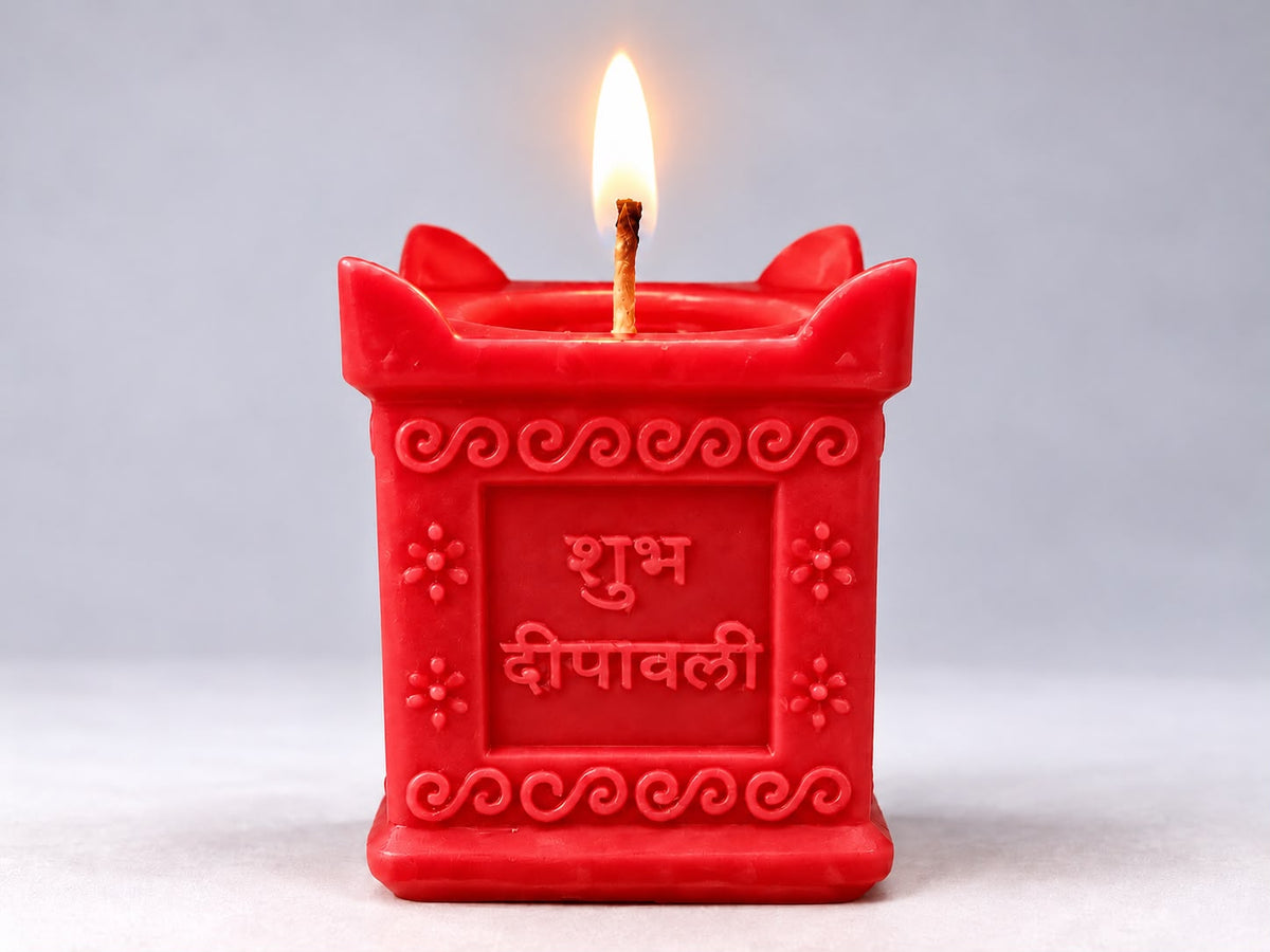 Shubh Diwali Candle - red
